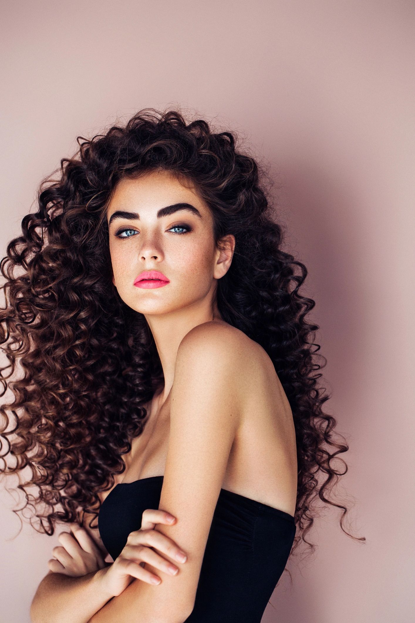 Woman with styled balayage hair